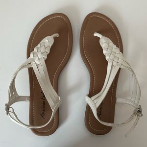 American Eagle White Braided Sandals